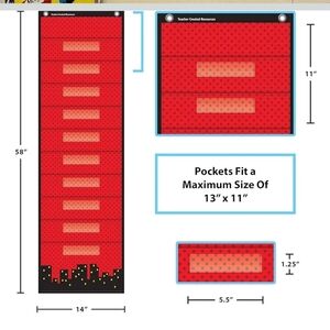 Red Polka Dot Pocket Chart Wall Organizer